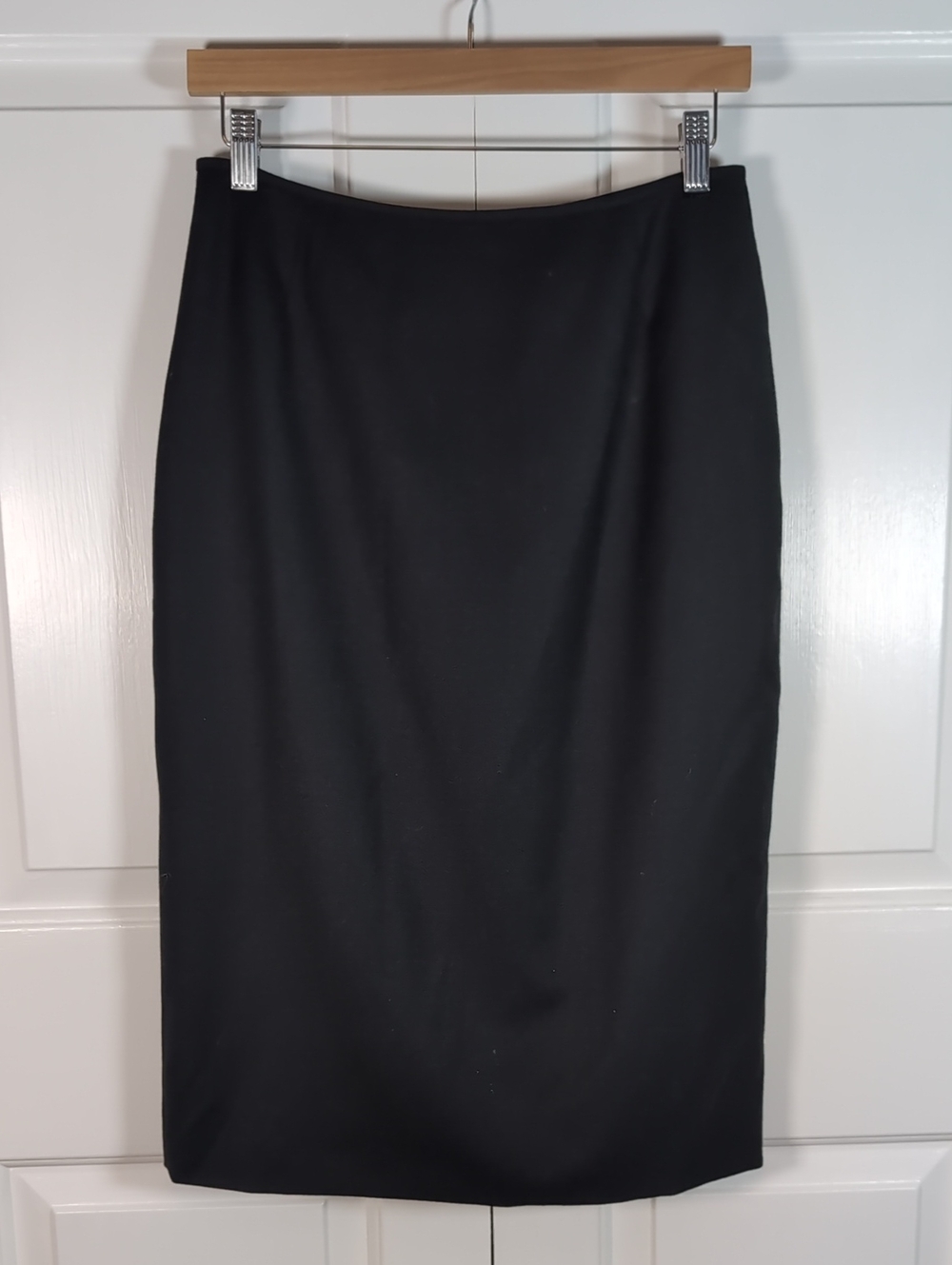 Vintage J Crew Black 100% Wool Lined Pencil Skirt Minimalist Corporate Goth Sz 8